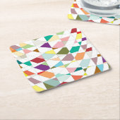 抽象芸術カラーズタペストリー スクエアペーパーコースター (アングル)