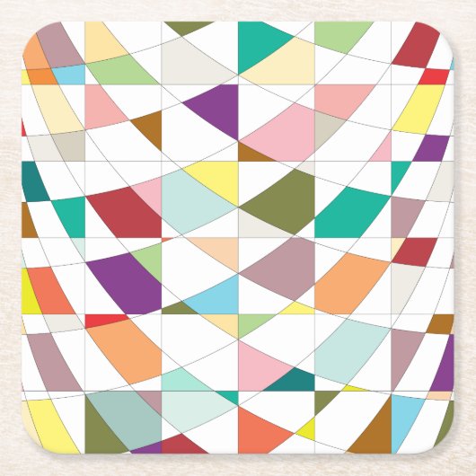 抽象芸術カラーズタペストリー スクエアペーパーコースター (正面)
