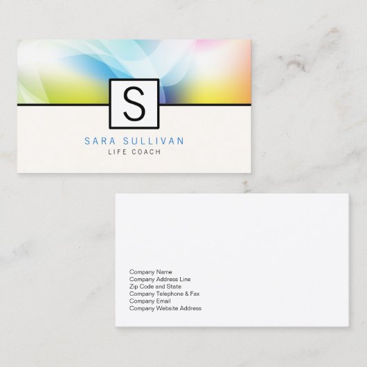 抽象芸術カラーズモノグラムライフコーチ名刺 名刺 (正面/裏面)