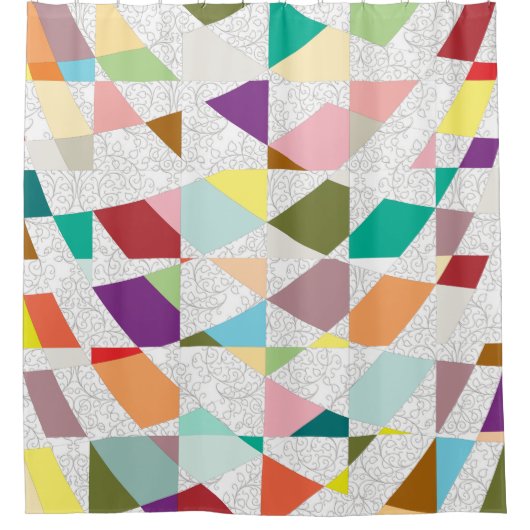 抽象芸術カラーダマスク シャワーカーテン (正面)