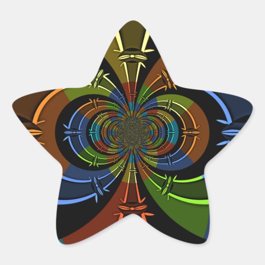抽象芸術カラーバーストアートプリント 星シール (正面)