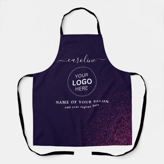 抽象芸術カラー名とロゴの髪のサロンエプロン エプロン (正面)