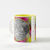 抽象芸術カラー渦巻きフレーム写真の追加 ツートーンマグカップ (正面左)