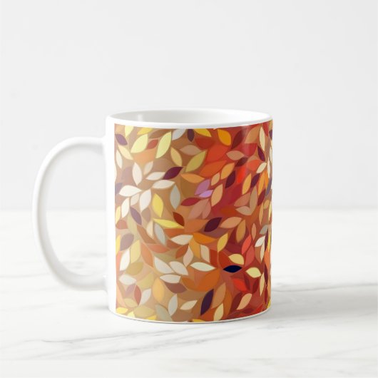 抽象芸術カラー秋リーフ コーヒーマグカップ (左)