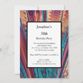 抽象芸術カラー第50回バースデーパーティー 招待状