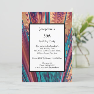 抽象芸術カラー第50回バースデーパーティー 招待状