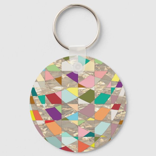 抽象芸術カラー金ゴールド キーホルダー (正面)