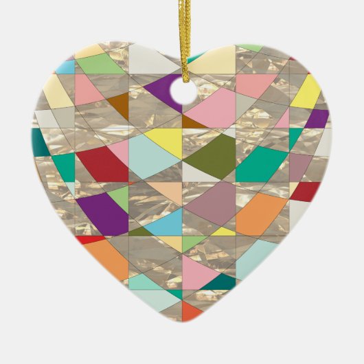 抽象芸術カラー金ゴールド セラミックオーナメント (正面)