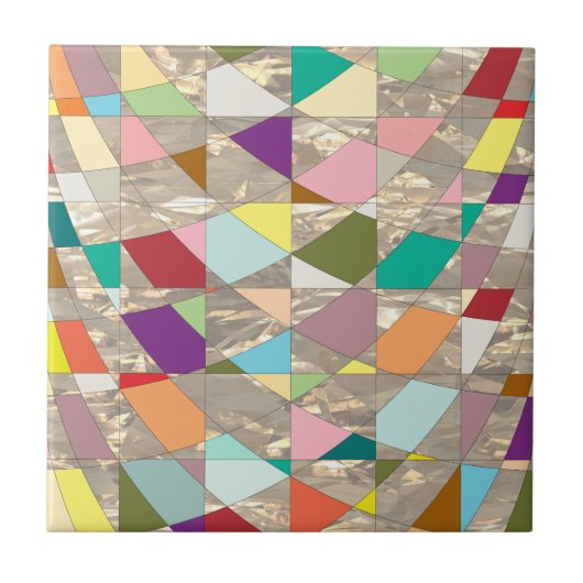 抽象芸術カラー金ゴールド タイル (正面)