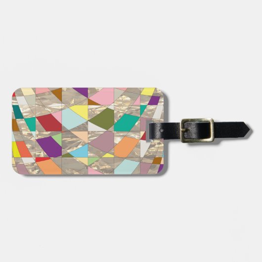 抽象芸術カラー金ゴールド ラゲッジタグ (正面横)
