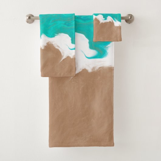 抽象芸術カリブのターコイズシーショアーズビーチ バスタオルセット (インサイチュ)