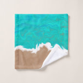 抽象芸術カリブのターコイズシーショアーズビーチ バスタオルセット (ウォッシュタオル)