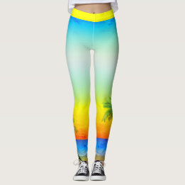 抽象芸術カリブのトロピカルスカイシースケープシーン レギンス