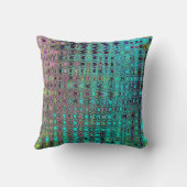 抽象芸術カレイドスコピックアクアレトロブーメランウェーブズ クッション (裏面)