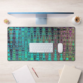 抽象芸術カレイドスコピックアクアレトロブーメランウェーブズ デスクマット