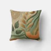 抽象芸術カンタロープゴールデンリーフアートワークスタイル5 クッション (裏面)