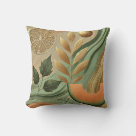 抽象芸術カンタロープゴールデンリーフアートワークスタイル5 クッション