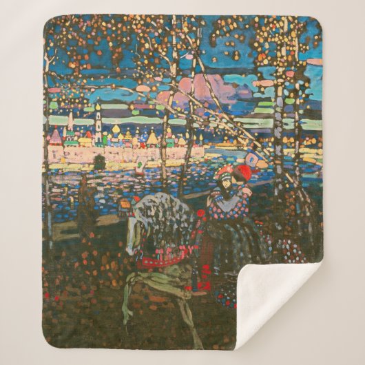 抽象芸術カンディンスキー乗馬カラフル夫婦 シェルパブランケット (正面)