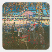 抽象芸術カンディンスキー乗馬カラフル夫婦 スクエアシール (正面)