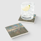 抽象芸術カンディンスキー乗馬カラフル夫婦 ストーンコースター (横)