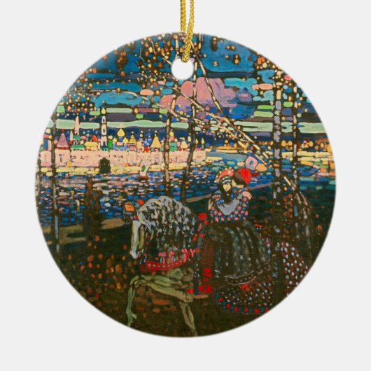 抽象芸術カンディンスキー乗馬カラフル夫婦 セラミックオーナメント (正面)