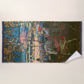 抽象芸術カンディンスキー乗馬カラフル夫婦 ビーチタオル (正面)