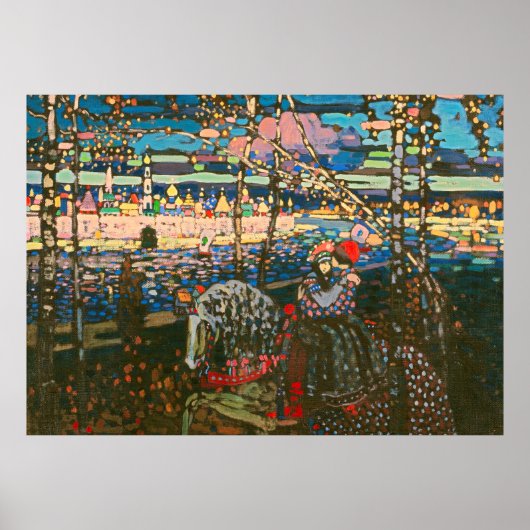 抽象芸術カンディンスキー乗馬カラフル夫婦 ポスター (正面)