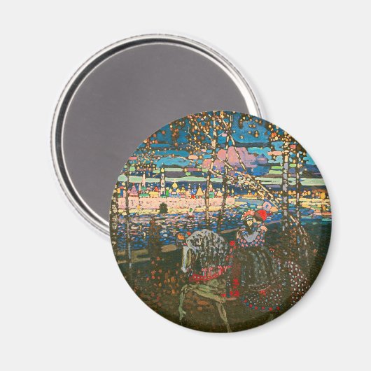 抽象芸術カンディンスキー乗馬カラフル夫婦 マグネット (正面/裏面)