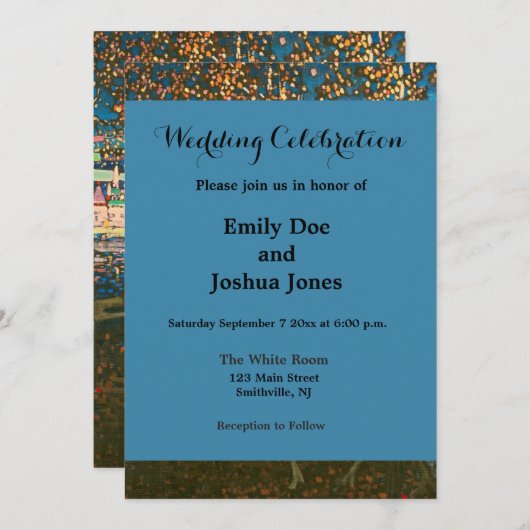 抽象芸術カンディンスキー乗馬カラフル夫婦 招待状 (正面/裏面)