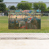 抽象芸術カンディンスキー乗馬カラフル夫婦 横断幕 (インサイチュ)