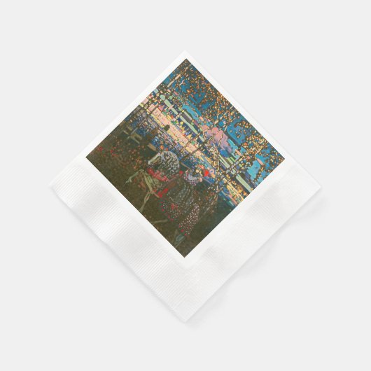 抽象芸術カンディンスキー乗馬カラフル夫婦 縁ありカクテルナプキン (角)