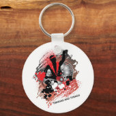 抽象芸術カーニバルパンマンインレッドホワイトとブラック キーホルダー (正面)