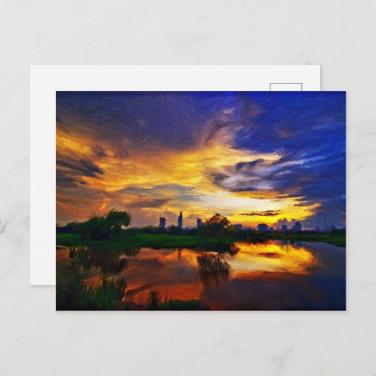 抽象芸術カ絵画ラー |サイゴンの夕日 ポストカード (正面/裏面)