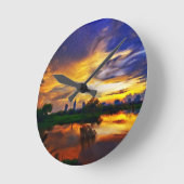 抽象芸術カ絵画ラー|サイゴンサンセット ラウンド壁時計 (傾斜)
