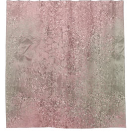 抽象芸術ガラスミニマルミントバラ金ゴールドピンク赤面 シャワーカーテン