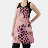 抽象芸術ガーリーグラムピンク金ゴールドブラックヒョウ印刷 エプロン (インサイチュ)