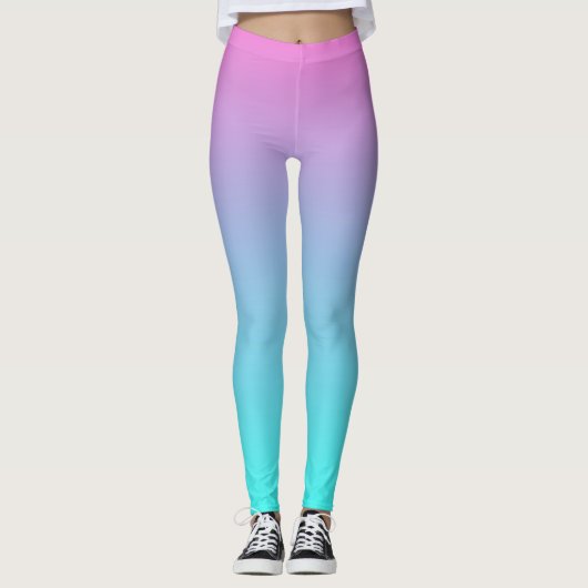 抽象芸術ガーリーピンクのターコイズグラデーションマーメイドの色 レギンス (正面)