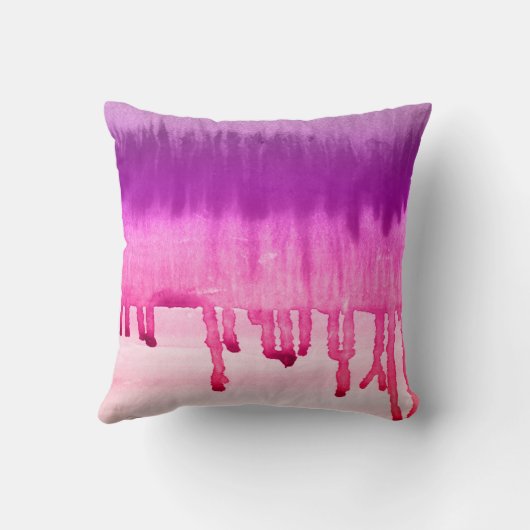 抽象芸術ガーリーピンクパープルウォーター色グラデーションデザイン クッション (裏面)
