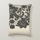 抽象芸術ガーリーヴィンテージパリスブラックレースパターン アクセントクッション (裏面(縦))