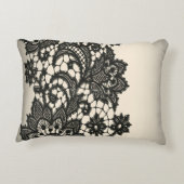 抽象芸術ガーリーヴィンテージパリスブラックレースパターン アクセントクッション (裏面)