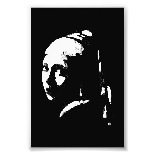 抽象芸術ガールとパールイヤリング写真の拡大 フォトプリント            (正面)