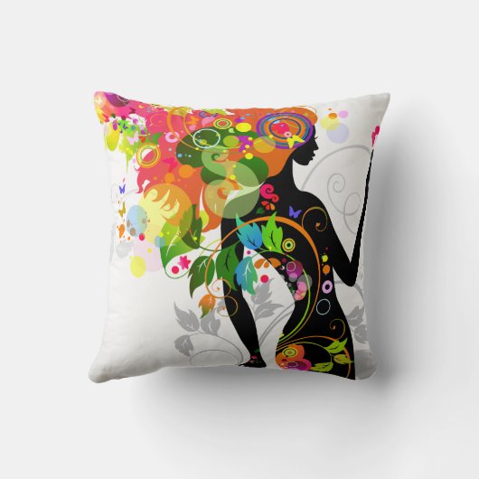 抽象芸術ガールアメリカンMoJo枕 クッション (裏面)