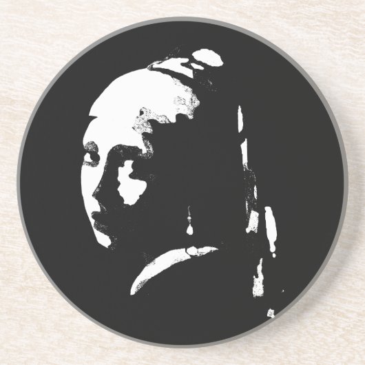 抽象芸術ガールウィズパールイヤリングサンドストーンコースター コースター (正面)