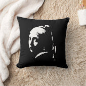 抽象芸術ガールウィズパールイヤリング装飾用クッション クッション (ブランケット)