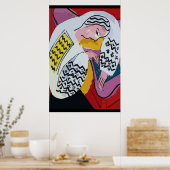 抽象芸術ガールオンタブレット4 ポスター (キッチン)