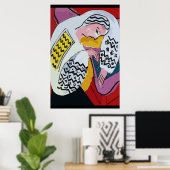 抽象芸術ガールオンタブレット4 ポスター (ホームオフィス)