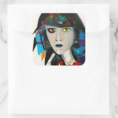 抽象芸術ガールスクエアステッカー スクエアシール (バッグ)