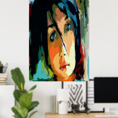 抽象芸術ガールズ顔 ポスター (ホームオフィス)