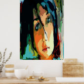 抽象芸術ガールズ顔 ポスター (キッチン)