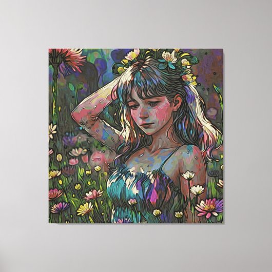 *~抽象芸術ガールワイルドフラワーフィールドAP56 キャンバスプリント (正面)